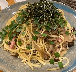 きのことベーコンの和風パスタ